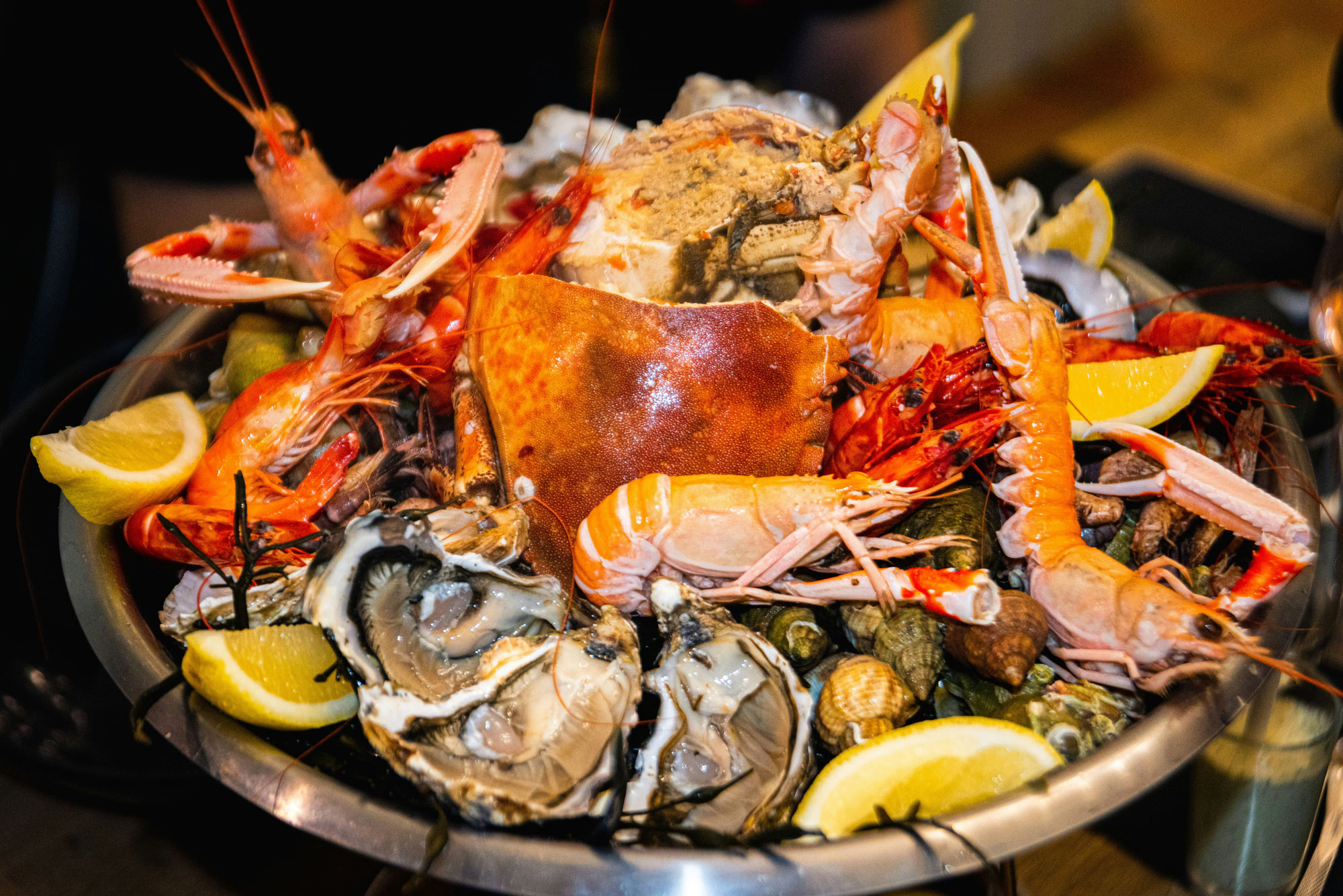 Basket of fresh seafood